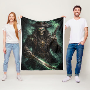 Phantom-Piraten-Schädel – Dark Fantasy Sensenmann Fleecedecke
