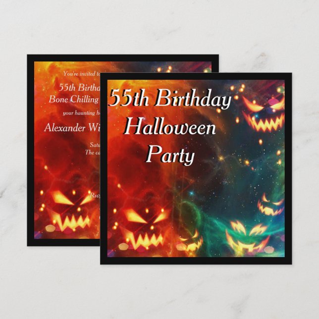 Phantom Pumpkins 55. Geburtstagsparty Einladung (Vorne/Hinten)