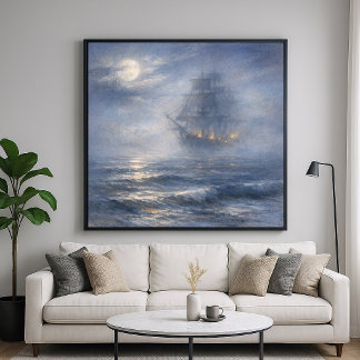 Phantom Schiff - Pastell-Malstil-Kunst Poster