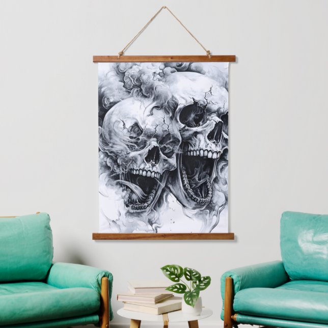 Phantom Skull Wandteppich Mit Holzrahmen (Wohnzimmer)