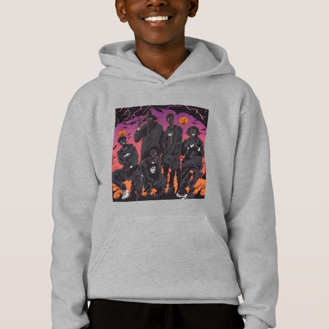 Phantome & Fades Black Halloween Hoodie (Vorderseite)