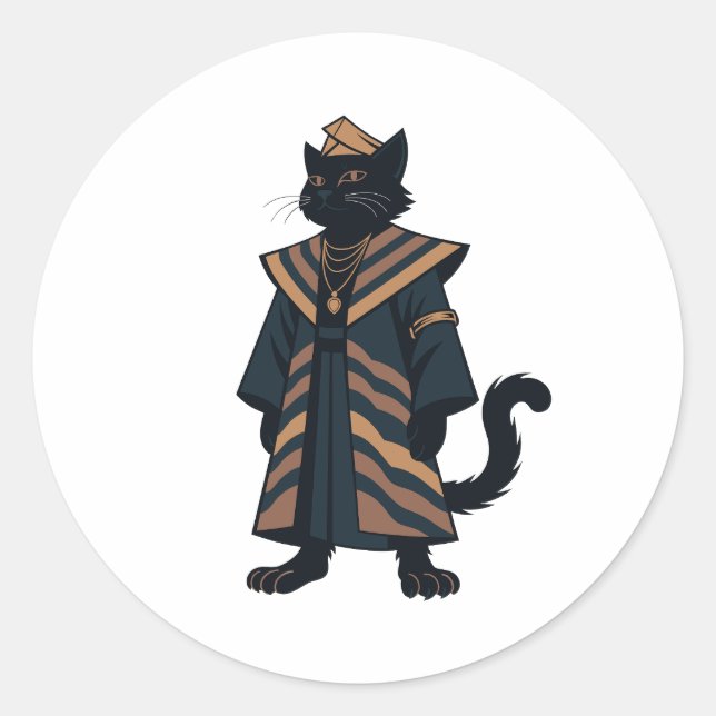 Pharao Black Cat Folk Art Aufkleber (Vorderseite)