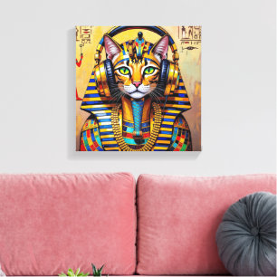PHARAO TUT-SPHINX KATZE LEINWANDDRUCK