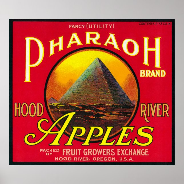 Pharaoh Apple Crate LabelHood River, OR Poster (Vorne)