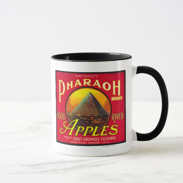 Pharaoh Apple Crate LabelHood River, OR Tasse (Rechts)