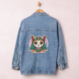 Pharaoh Cat | Ägyptische Stilkunst Trendy & Fashio Jeansjacke