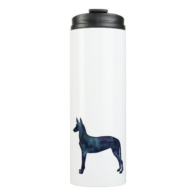 Pharaoh Hound Black Watercolor-Silhouette Thermosbecher (Vorderseite)