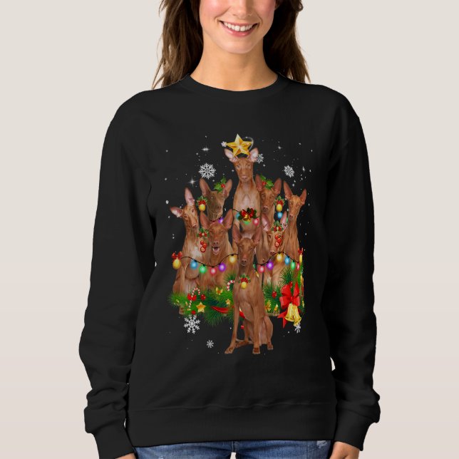 Pharaoh Hound Christmas Dog Tree Lights Pajamas Fa Sweatshirt (Vorderseite)