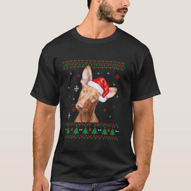 Pharaoh Hound Christmas Santa Ugly Sweater Dog T S T-Shirt (Vorderseite)