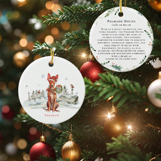 Pharaoh Hound Dog Watercolor Monogram Keramik Ornament