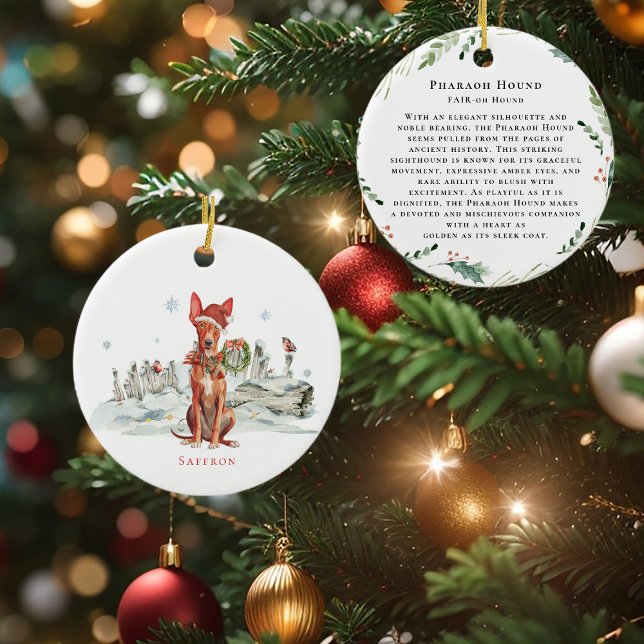 Pharaoh Hound Hund Wasserfarben-Monogramm Keramik Ornament (Von Creator hochgeladen)