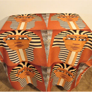 Pharaoh Kings Black Brown Artisan Crochet Print Wandteppich