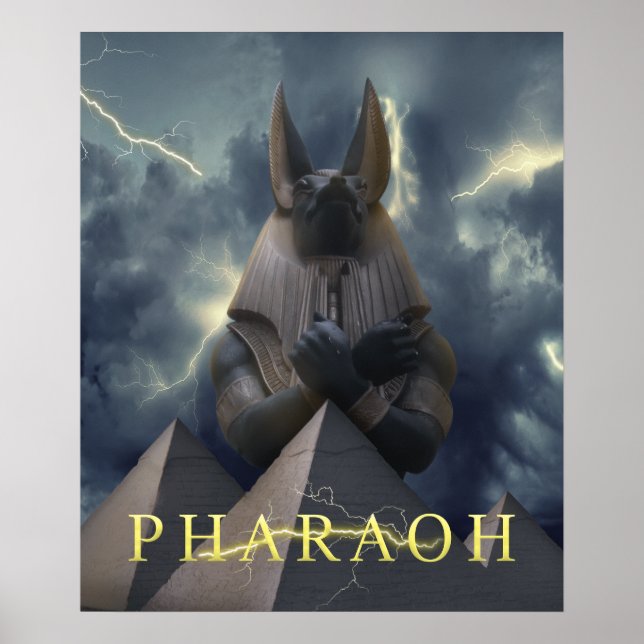 Pharaoh | Pyramiden | Goldener Donner | Digitale K Poster (Vorne)