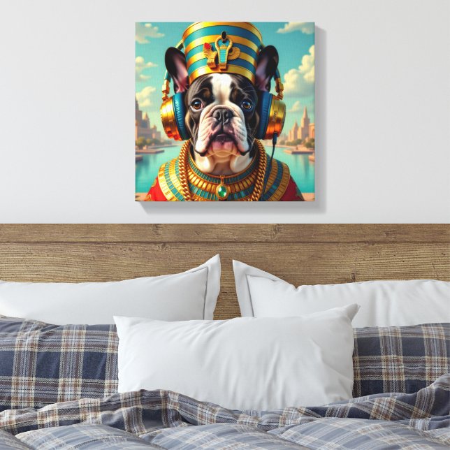 PHARAOH TUT-FRENCH BULLDOG LEINWANDDRUCK (Insitu (Schlafzimmer))