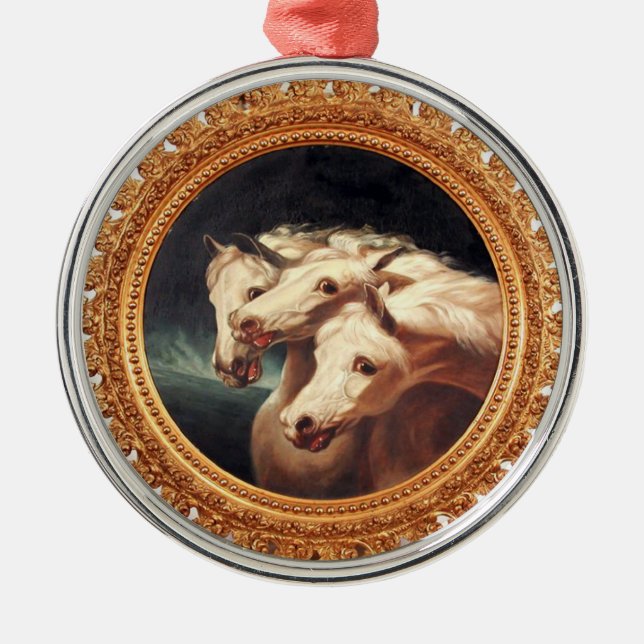 Pharaoh's Chariot Pferde Silbernes Ornament (Vorne)