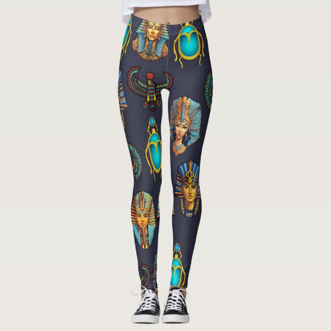 "Pharao's Legacy: Antike ägyptische Muster Leggings (Vorderseite)