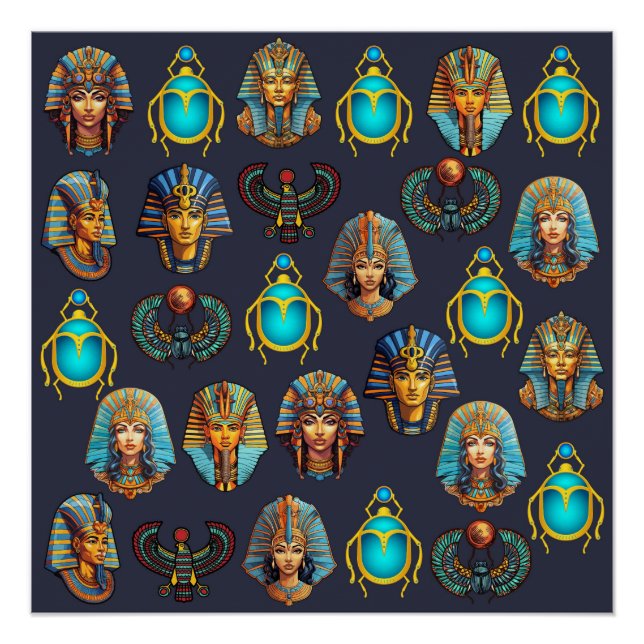 "Pharao's Legacy: Antike ägyptische Muster Poster (Vorderseite)