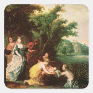 Pharaos Tochter, die Mose entdeckt Quadratischer Aufkleber