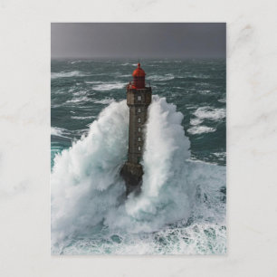 Phare de la Jument tempête Finistère Frankreich Postkarte