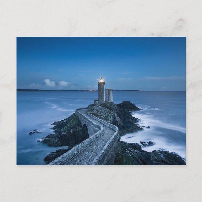 Phare du Petit Minou nuit Finistère Frankreich Postkarte (Vorderseite)