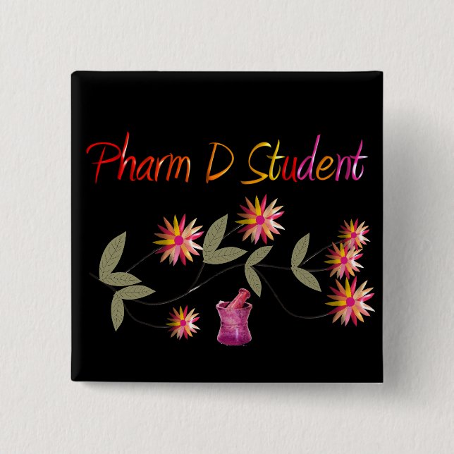 Pharm D Studenten-Blumenmuster Button (Vorderseite)