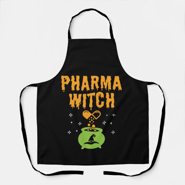 Pharma Witch Pharmacist Halloween Pharmacy Tech Schürze (Vorderseite)