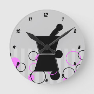 Pharmacist Clock Retro Style Pink Runde Wanduhr