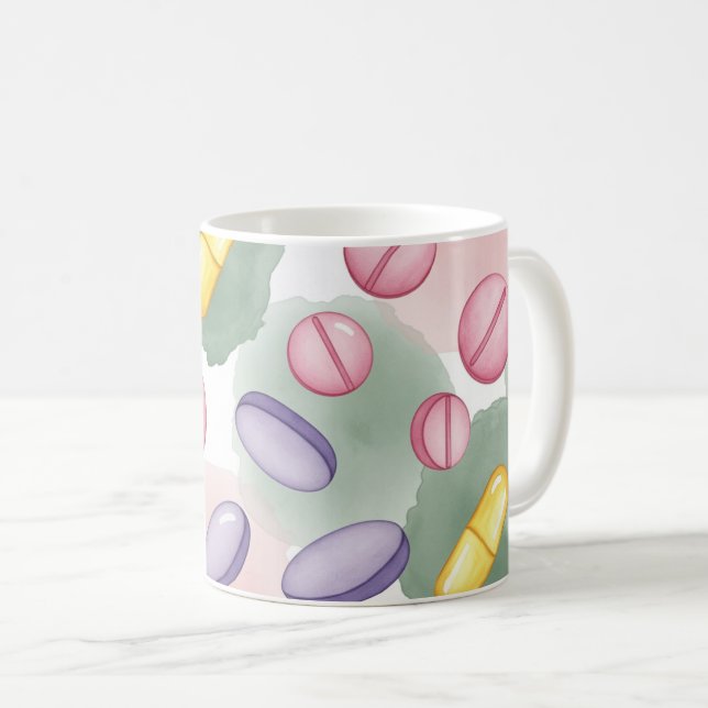 Pharmacist Grey Background Purple Pills Kaffeetasse (VorderseiteRechts)
