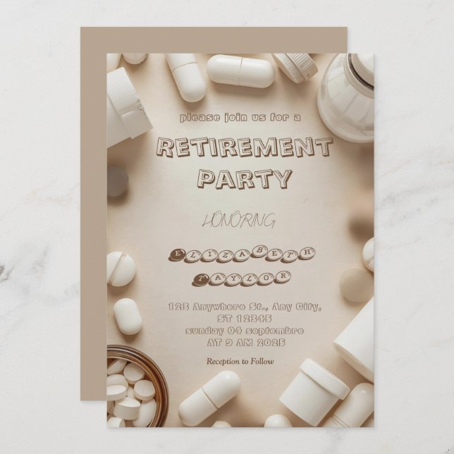  Pharmacist retirement party  invitation Einladung (Vorne/Hinten)