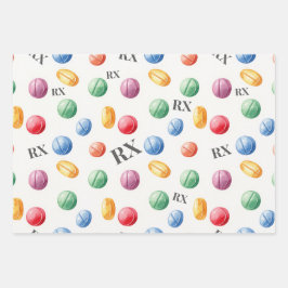 Pharmacist Watercolor Pill RX Wrapping Paper Geschenkpapier Set