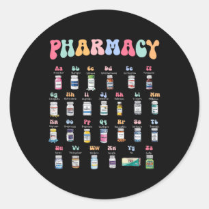 Pharmacy Alphabet Doktor der Pharmacy Tech Medicin Runder Aufkleber
