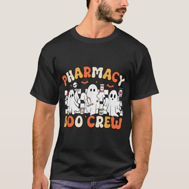 Pharmacy Boo Crew Ghost Pharmaka Tech Halloween T-Shirt (Vorderseite)