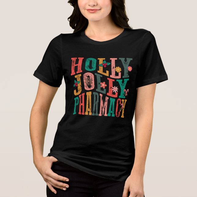 Pharmacy Christmas Holly Jolly Tri-Blend Shirt (Vorderseite)