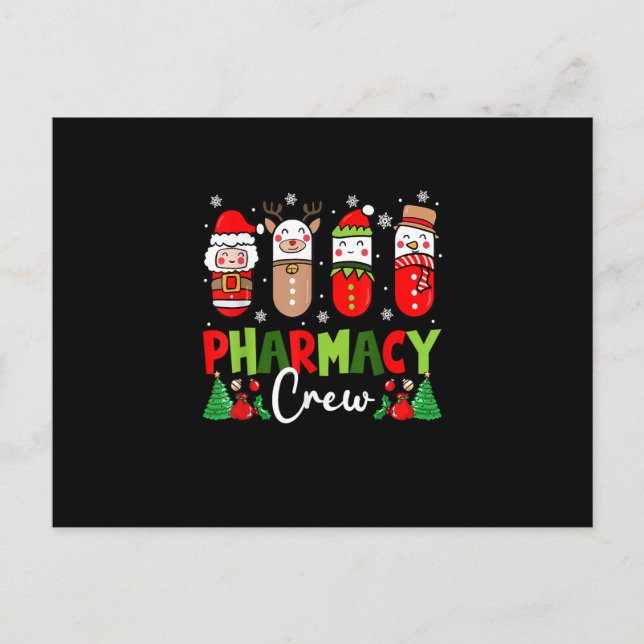 Pharmacy Crew Weihnachten Pillen Snowman Reindei S Postkarte (Vorderseite)