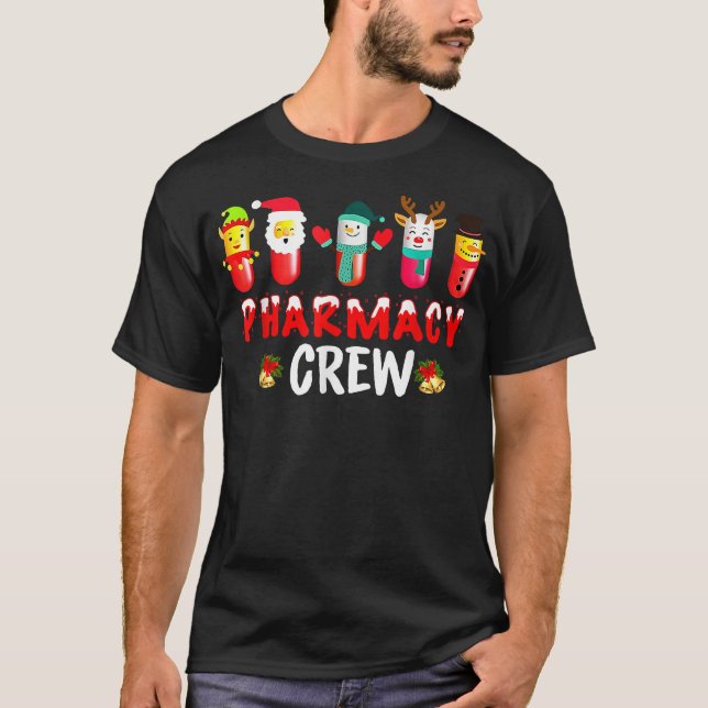 Pharmacy Crew Weihnachten Pillen Snowman Reindei S T-Shirt (Vorderseite)