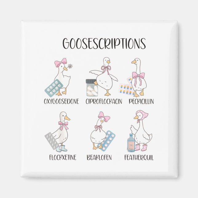 Pharmacy Funny Goose Silly Prescriptions Puns Medi Magnet (Vorne)