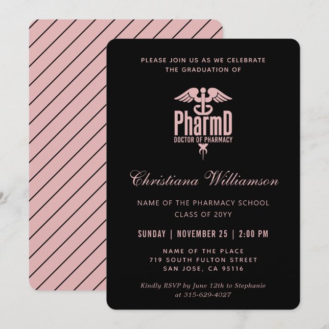 Pharmacy PharmD Pharmacy Abschluss Einladung (Vorne/Hinten)