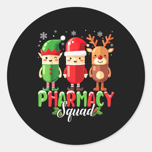 Pharmacy Squad Christmas Costume Funny Lls Pharmac Runder Aufkleber (Vorderseite)