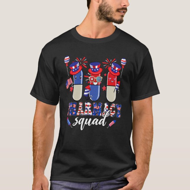 Pharmacy Squad Pillen Fireworks Apotheker 4. T-Shirt (Vorderseite)