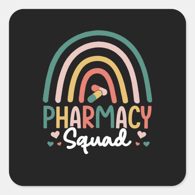 Pharmacy Squad Rainbow Quadratischer Aufkleber (Vorderseite)