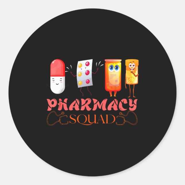 Pharmacy Squad Valentines Cute Lls Pharmacist Phar Runder Aufkleber (Vorderseite)