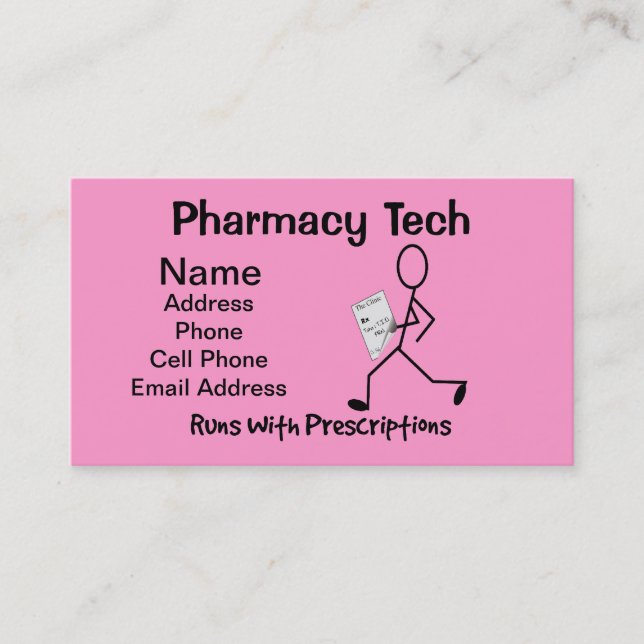 Pharmacy Tech Business Cards Pink Visitenkarte (Vorderseite)