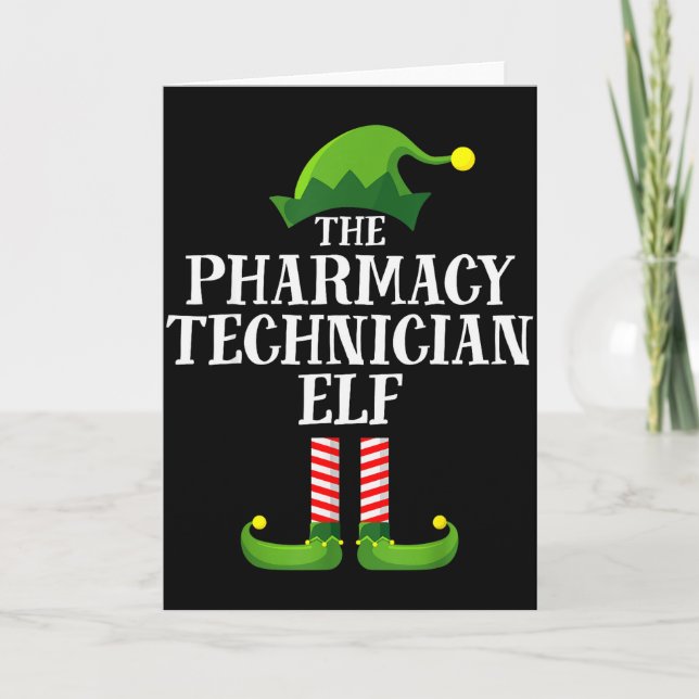 Pharmacy Tech Elf Matching Family Group Christmas  Karte (Vorderseite)
