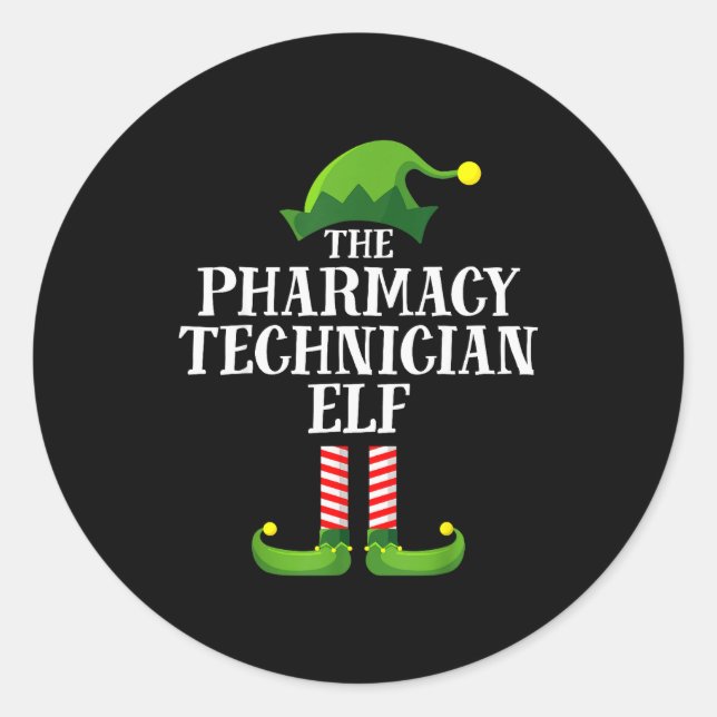 Pharmacy Tech Elf Matching Family Group Christmas  Runder Aufkleber (Vorderseite)