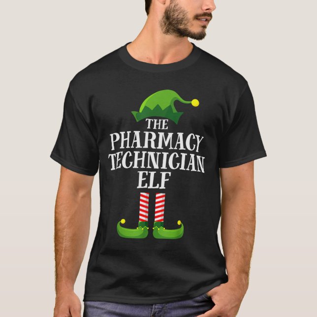 Pharmacy Tech Elf Matching Family Group Christmas  T-Shirt (Vorderseite)