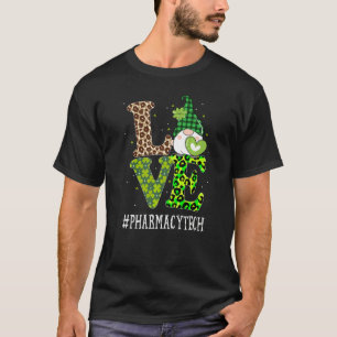 Pharmacy Tech Liebe St Patricks Day Gnome Leopard  T-Shirt