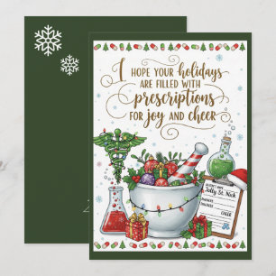 Pharmacy Tech Nurse Christmas Card Joy Cheer Feiertagskarte
