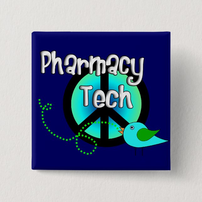 Pharmacy Tech Peace Sign Design Gifts Button (Vorderseite)
