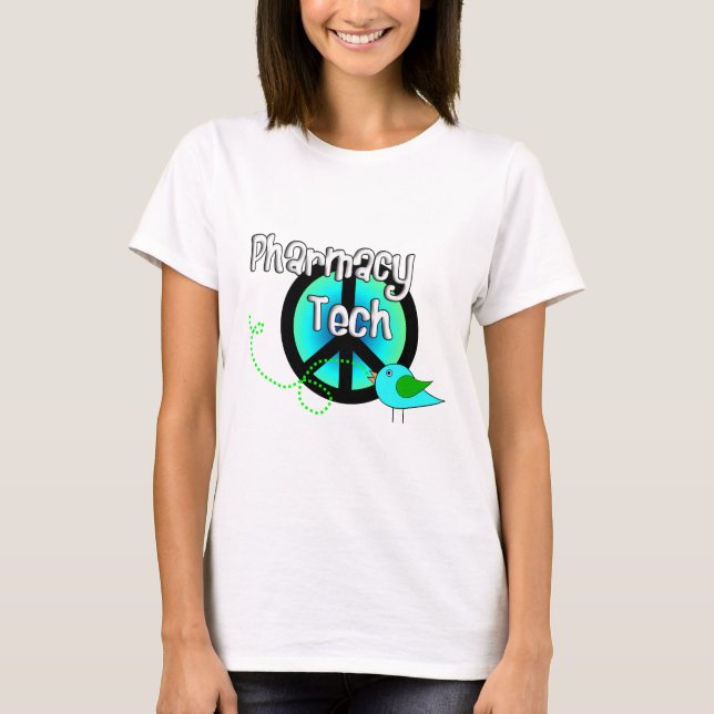 Pharmacy Tech Peace Sign Design Gifts T-Shirt (Vorderseite)