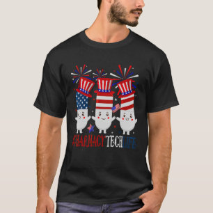 Pharmacy Tech pillt American Patriotic am 4. Juli T-Shirt